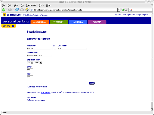 wamu government credit card login